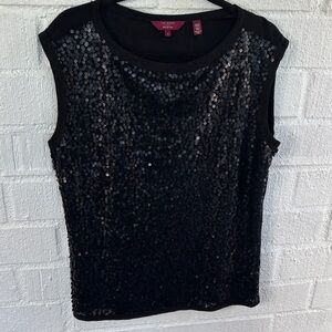 Ted Baker London Sequins Sleeveless Sparkling Black Top Blouse sz 6/8